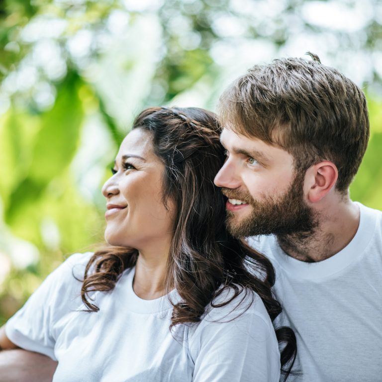 Happy Smiling Couple diversity in love moment together